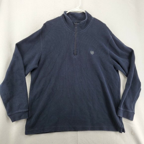 Chaps Shirt Men's Long Sleeve 1/4 Zip Pullover Sweatshirt Blue Extra Large - Picture 2 of 12